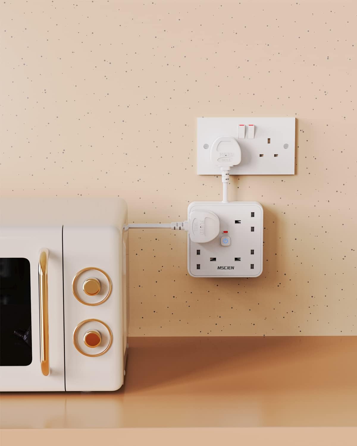 5CM 4 Gang Extension Lead with 4 USB Slots (1 Type-C and 3 USB-A), with LED Indicator Switch
