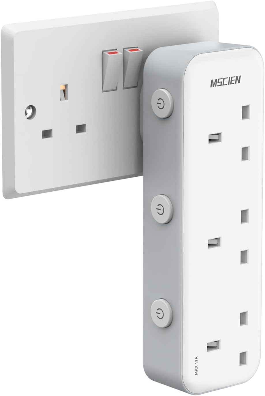 3ギャングプラグアダプター、LEDライト付き、個別スイッチ付き
