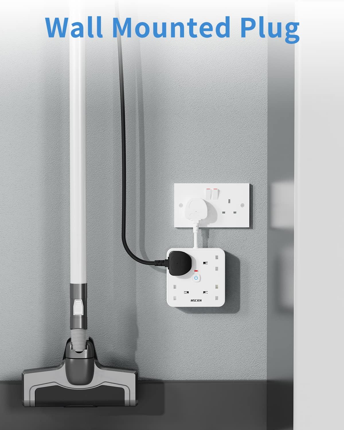 5CM 4 Gang Extension Lead with 4 USB Slots (1 Type-C and 3 USB-A), with LED Indicator Switch