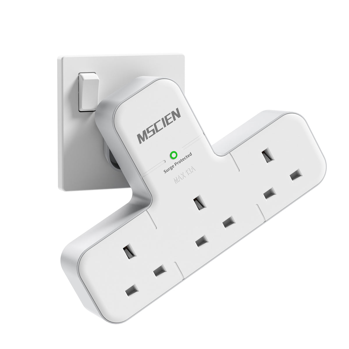 Multi Plug Adapter, Mscien 3 Way UK Plug Extension Socket with 315 Deg ...