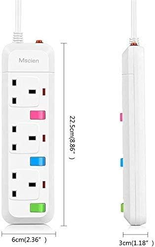 5M 3Gang Extension lead with Individually Switched, Mountable, Surge Protected