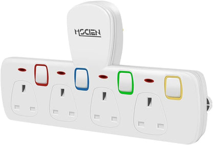 4Gang Plug Adaptor with Individually Switched, Surge Protector