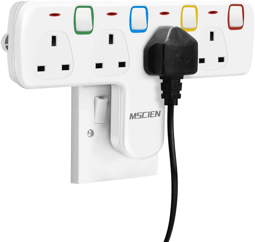 4Gang Plug Adaptor with Individual Switches, Indicator Light