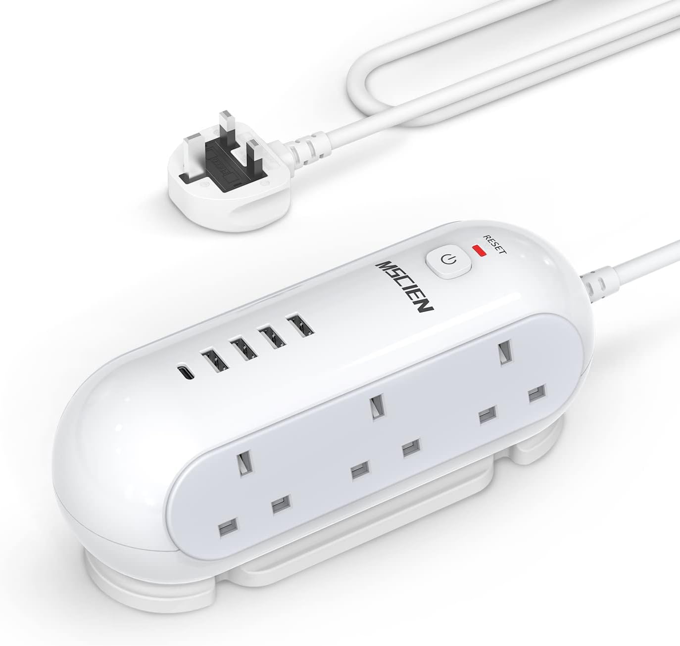 5M 6Gang Extension Lead with USB Slots (1 USB- C and 4 USB-A), Overload Protection, Surge Protection