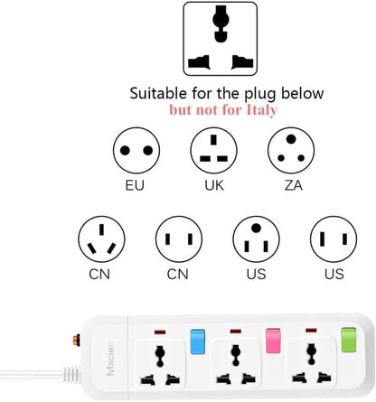 英国からEUへの旅行用1.8M 3ギャング延長コード、個別スイッチ付き