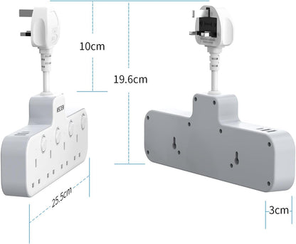 5CM 4Gang Extension Lead with 2 USB-A and 1 Type-C, Surge Protector