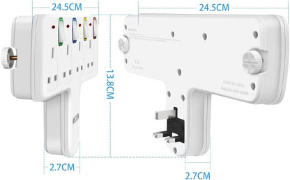 4Gang Plug Adaptor with Individual Switches, Indicator Light