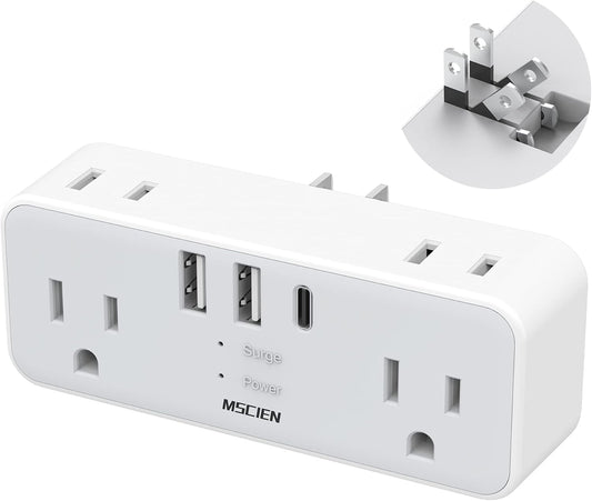 US to Japan Plug Adaptor, 2 Prong to 3 Prong Outlet Adapter with 2 USB-A and 1 USB-C, USA to Japanese Philippines