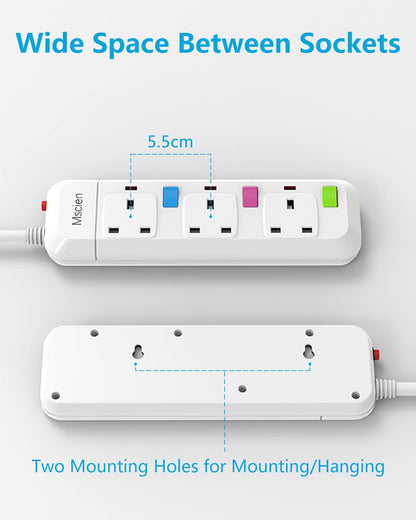 3M 3Gang Extension Lead with Surge Protection, Individually Switched