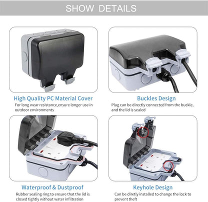 Waterproof IP66 10M 2Gang Extension Lead, Garden, Individually Switch