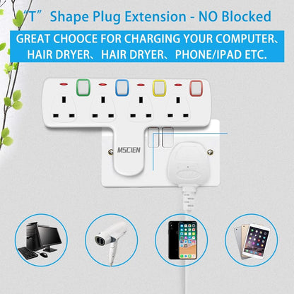 4Gang Plug Adaptor with Individual Switches, Indicator Light