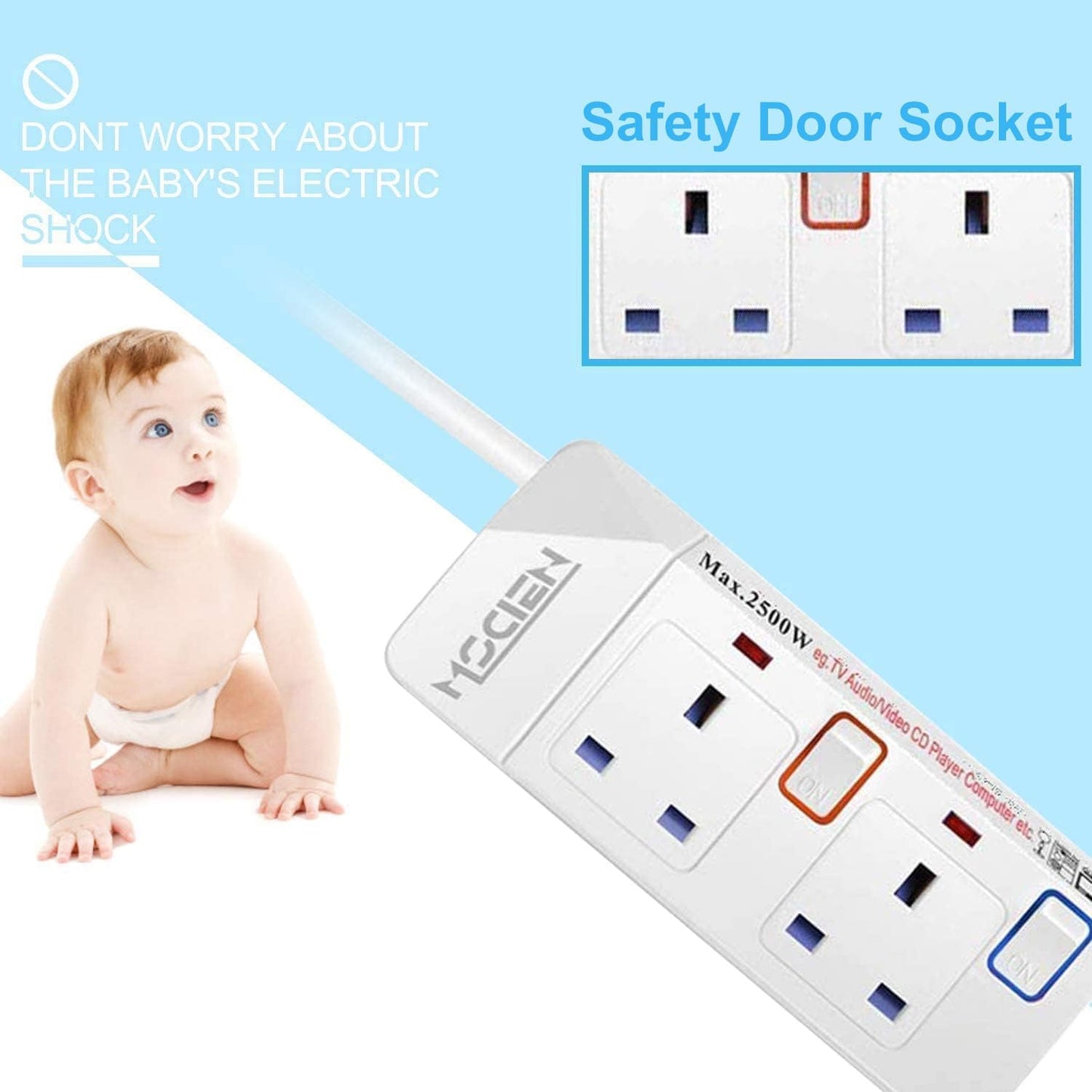 5M 2Gang Extension Lead with Individual Switches, Wall Mount