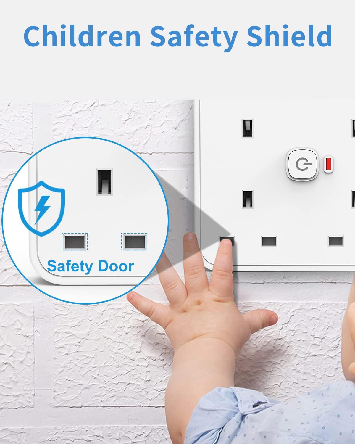 3M 4Gang Extension Lead with 1 Type-C and 3 USB-A USB Slots, with LED Indicator Switch, Wall Mounted