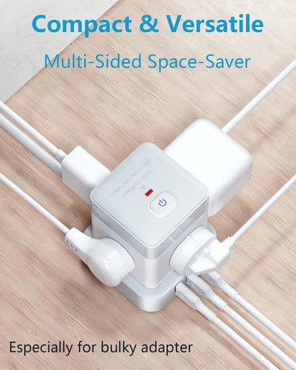 4M 4Gang Cube Extension Lead with 3 USB-A Ports, Overload Protect