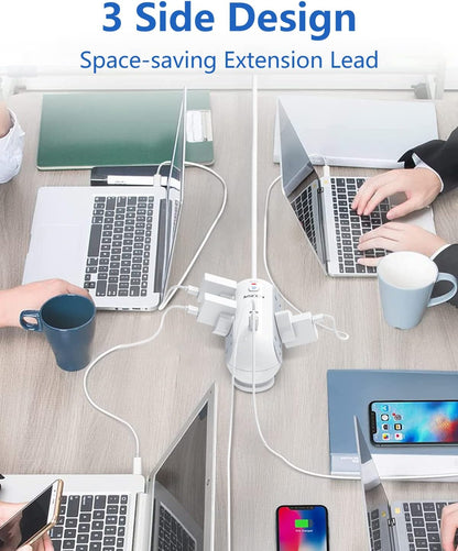 3M 6Gang Extension Lead with USB Slots (1 USB- C and 4 USB-A Port), Overload Protection, Surge Protection