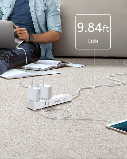 3M 4Gang Extension Lead With 1 USB-C And 2 USB-A Ports, Overload Protection